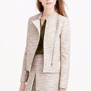 J. Crew Asymmetrical Zip Jacket Pink Pepper Tweed
